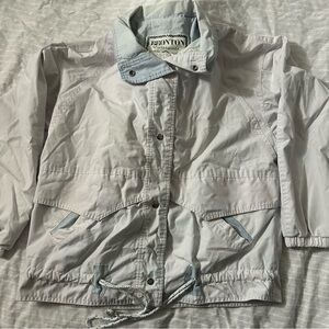 Vintage 90s Bronton Outerwear Jacket Womens Size M Windbreaker White Blue RETRO